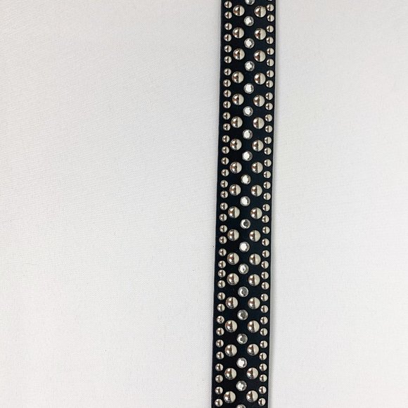 Black Genuine Leather Heavy Studded Crystal Belt M main image 10